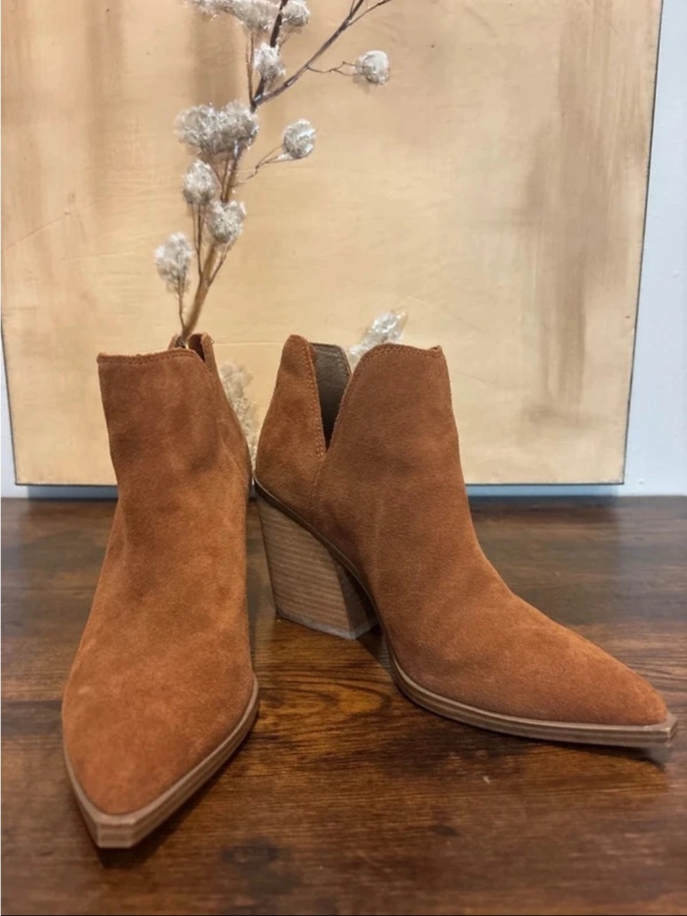 Steve Madden Chestnut Brown Suede Pointed Ankle Booties